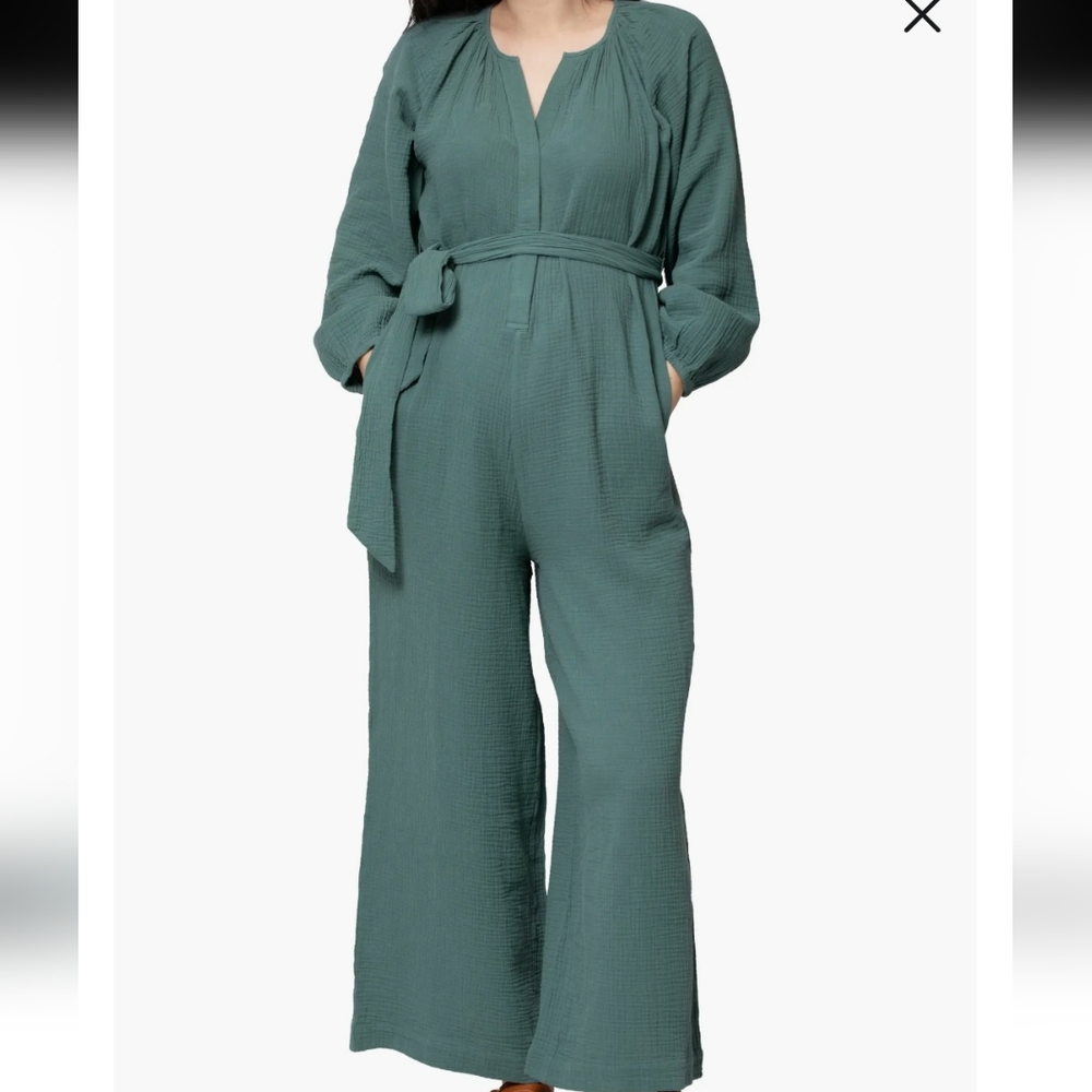 NOM Alma Green Maternity Nursing Cotton Jumpsuit